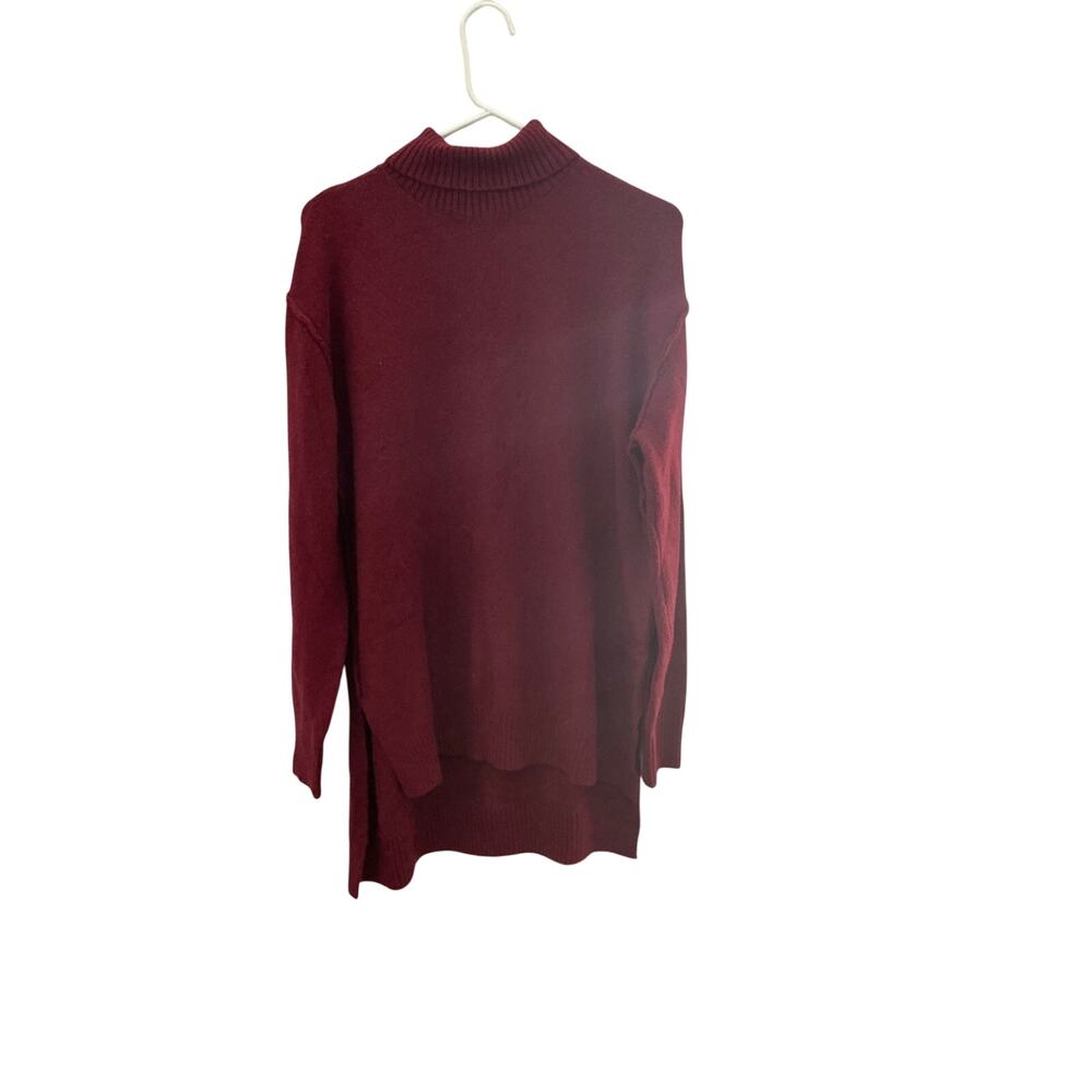 NWT Popsugar Maroon Red Ribbed Knit Turtleneck Sweater Women's Size Large - Picture 2 of 3